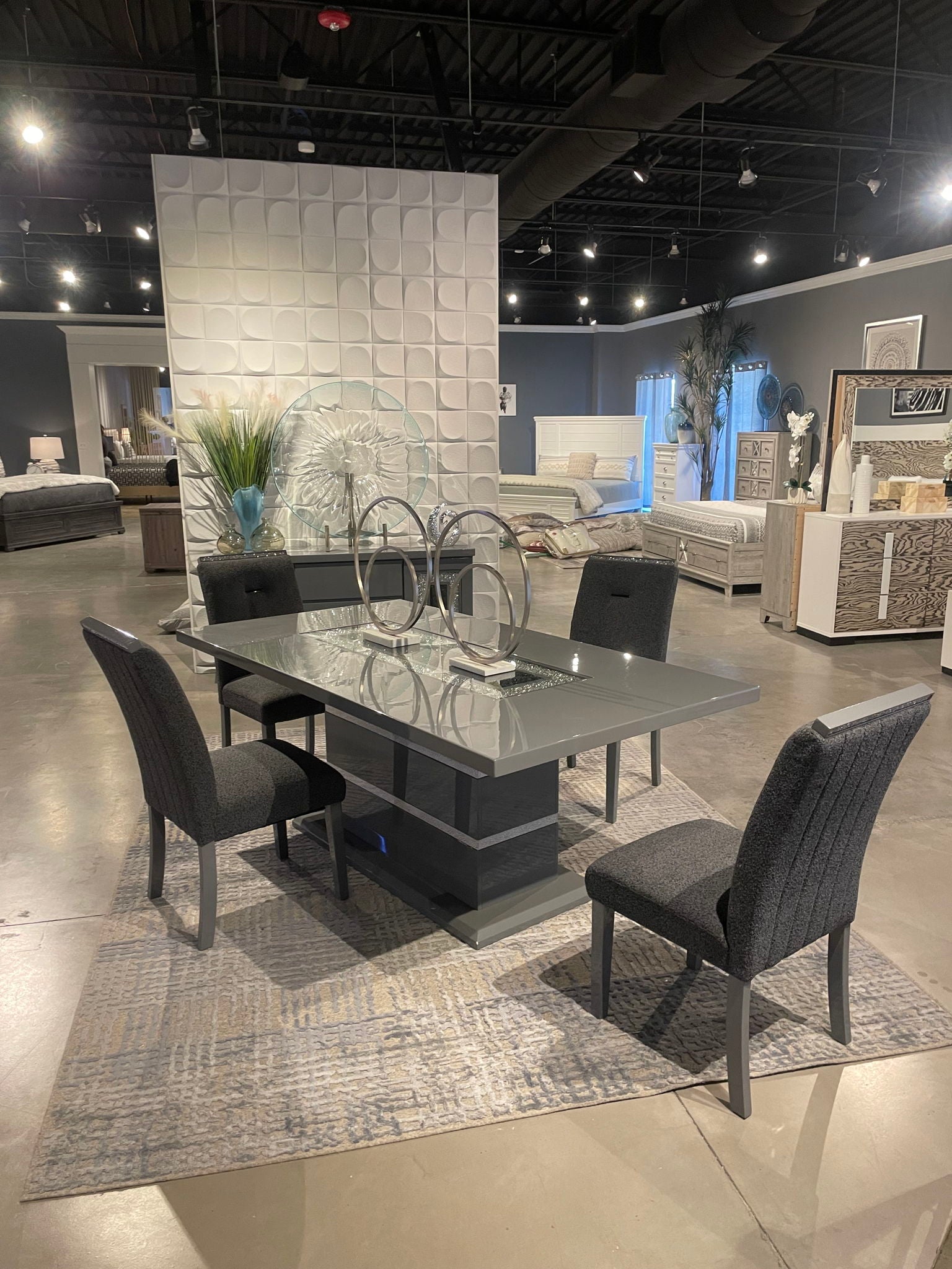 Monaco - 7 Piece Dining Room Set (Dining Table And 6 Dining Chairs) - Dark Gray