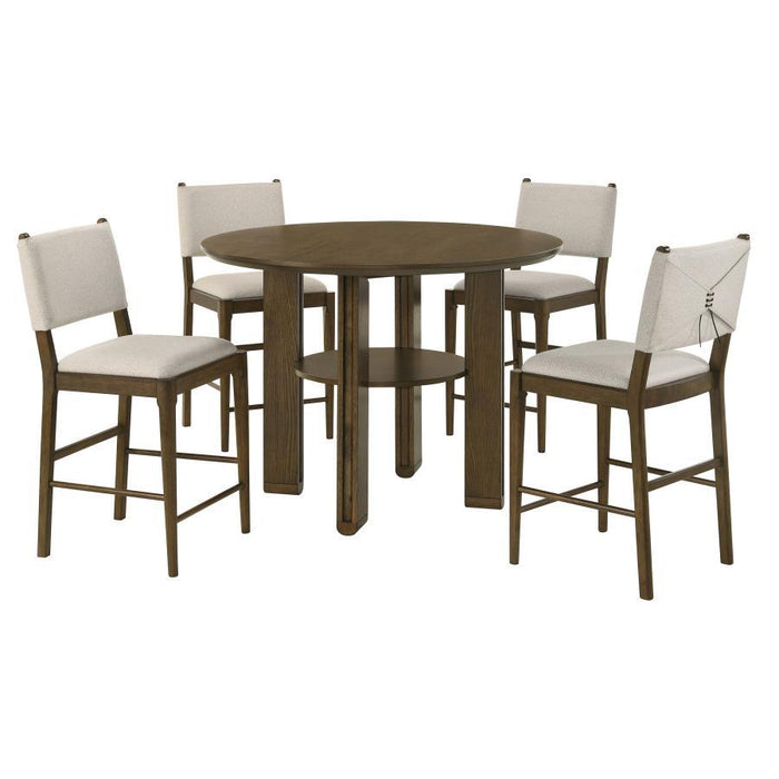 Ottowa - 5-Piece Round Counter Height Dining Room Set - Brown
