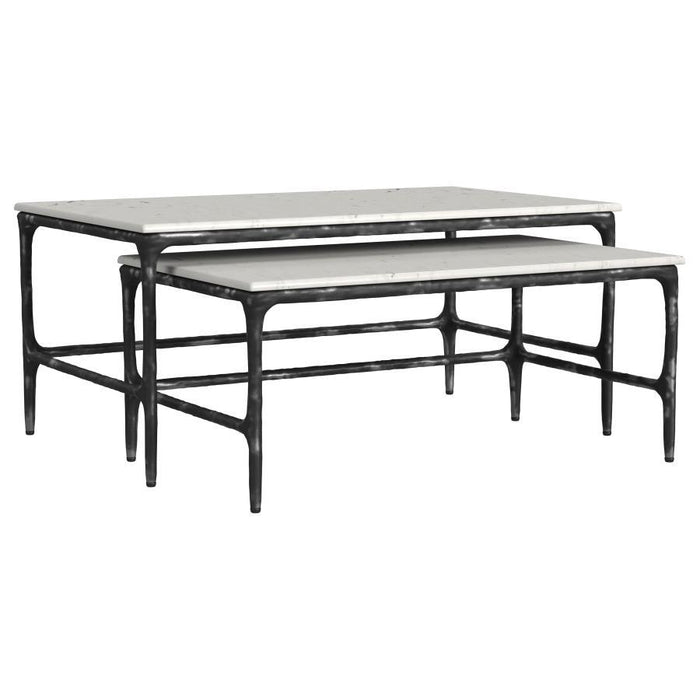 Ebby - 2-Piece Genuine Marble Top Nesting Coffee Tables - White