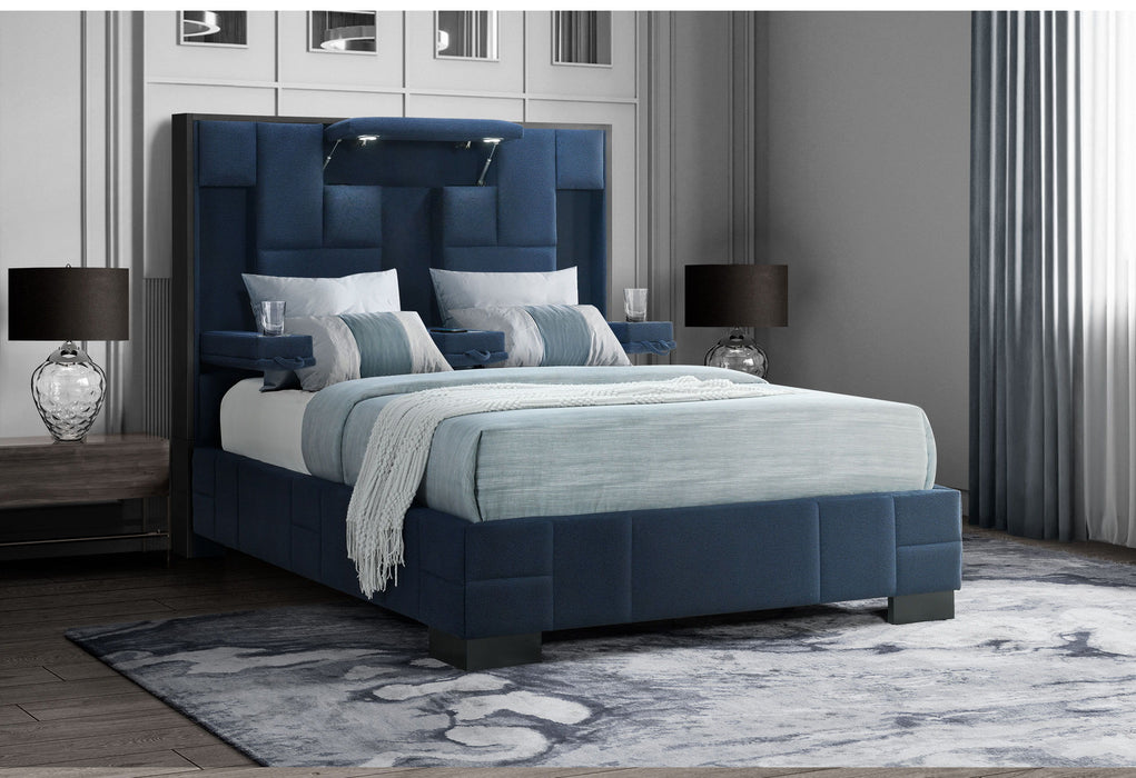 Oscar - Queen Bed - Navy Blue