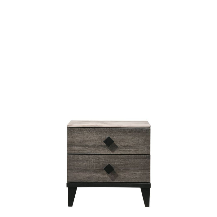 Avantika - Nightstand - Faux Marble & Rustic Gray Oak