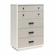 Valencia - 5 Drawer Dresser - White / Gray