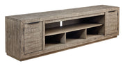 Krystanza - XL TV Stand w/Fireplace Option - Weathered Gray