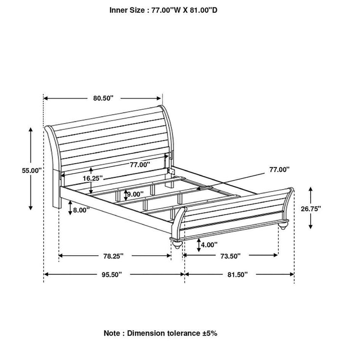 Stillwood - Wood Sleigh Bed