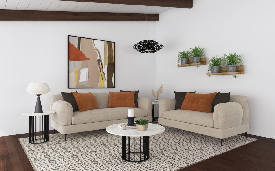Jade - 2-Piece Chenille Upholstered Sofa Set - Latte