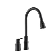 16.9" Kitchen Sink Faucet With Separate Handle And Pull Down Sprayer, Lead Free Brass - Matte Black