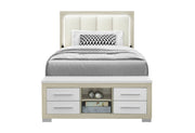 Emma - Full Bed With LED And USB - Light Brown / White