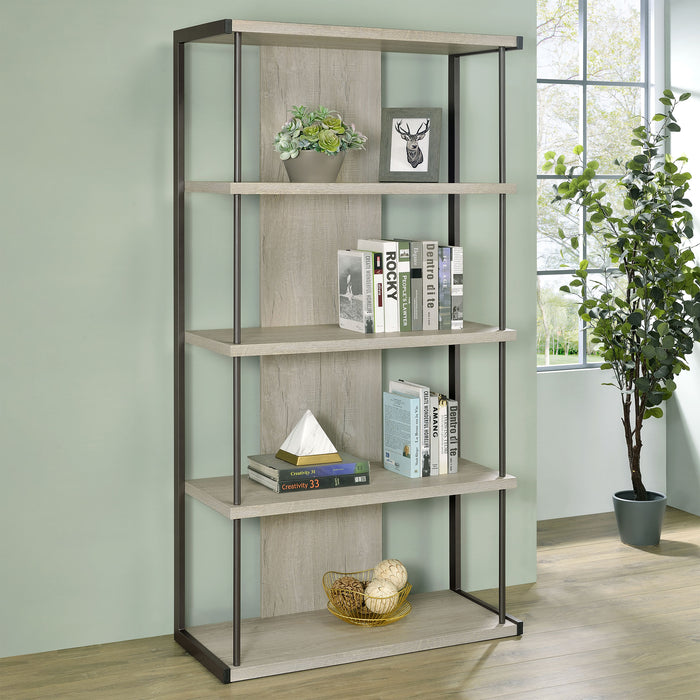 Loomis 4-shelf Bookcase Whitewashed Grey - iDEAL Furniture (Danbury, CT)