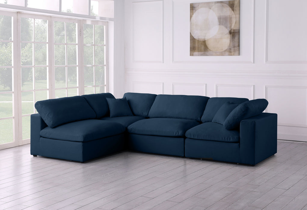 Plush - Velvet Standart Comfort Modular Sectional 4 Piece - Navy