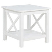 Skyview - Square Pine Wood Side End Table With Shelf - White