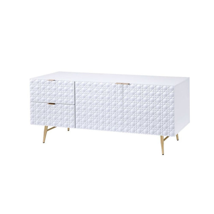 Maisey II - TV Stand - White & Gold