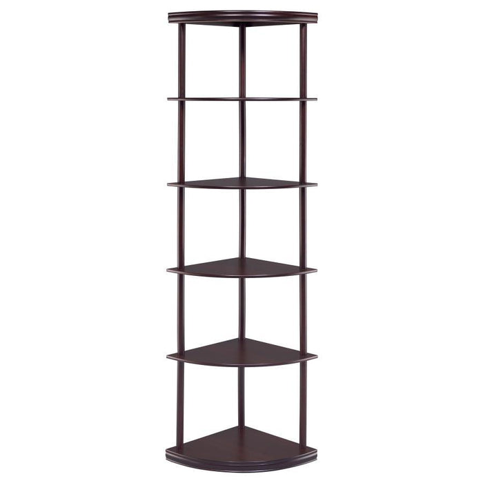 Bonwick - 5-Shelf Corner Bookshelf - Cappuccino