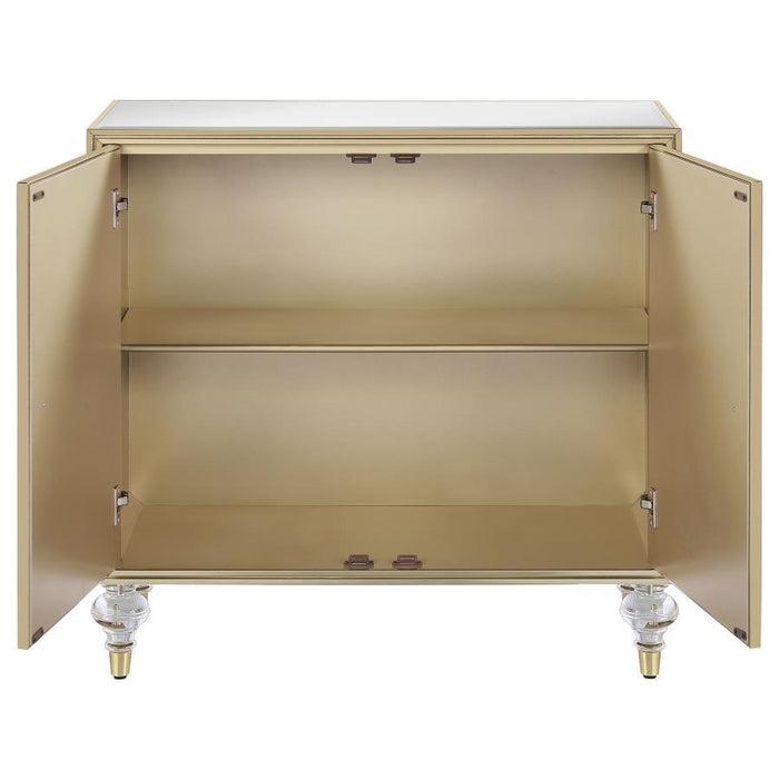 Astilbe - 2-Door Mirrored Accent Cabinet - Silver And Champagne