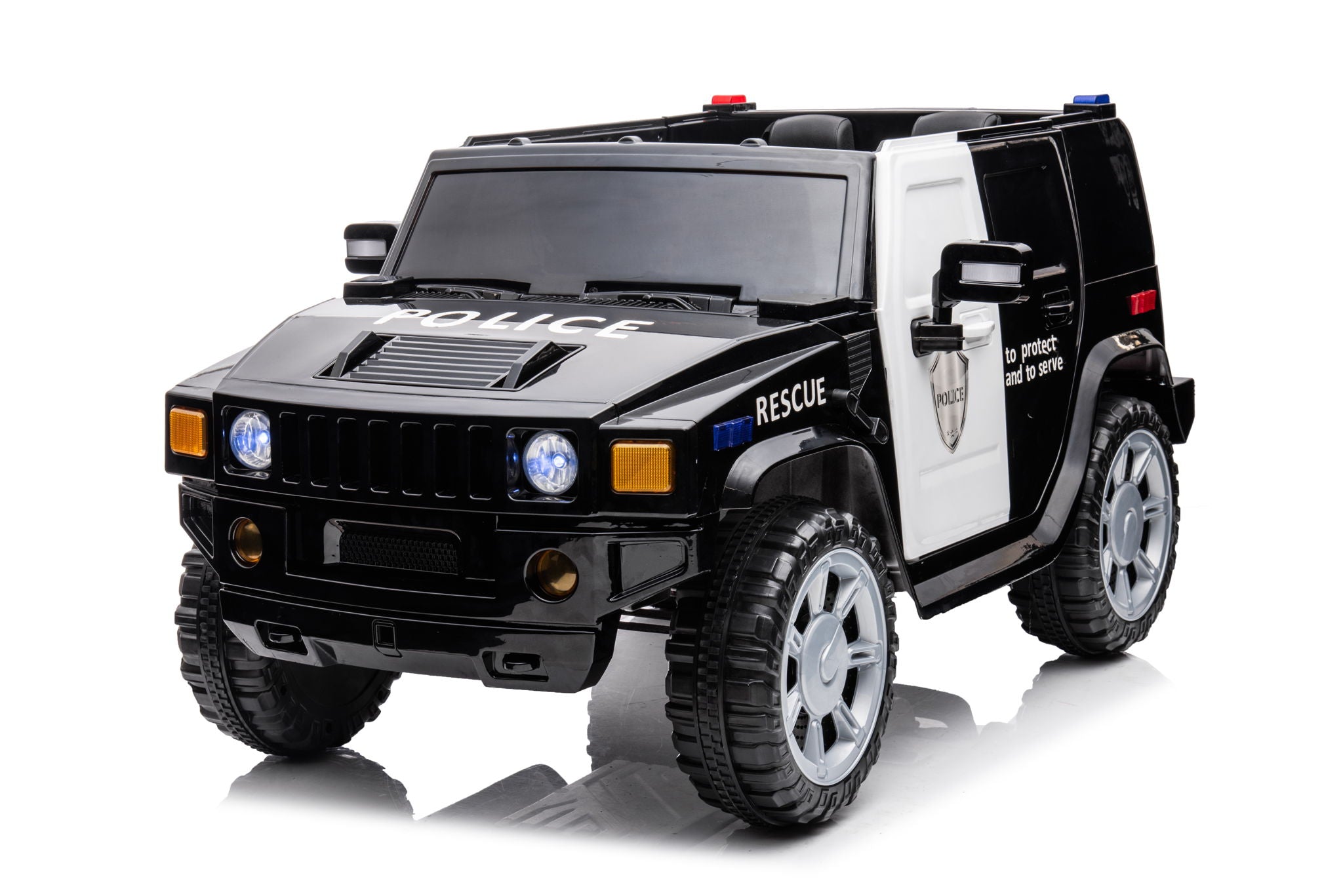 12V7A 30W*2 Four-Wheel Drive Seat One Button Start, Forward And Backward, High And Low Speed, Music, Front Light, Power Display, Two Doors Can Open, 2.4G R / C, Seat Belt Four Wheel Absorber