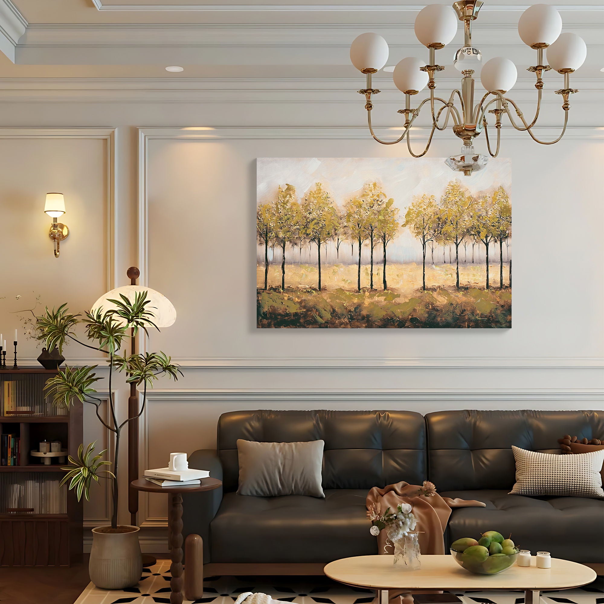 Wall Art Decor Canvas Print Autumn Embellishments Plant Forest Abstract Tree - Tan Leaves