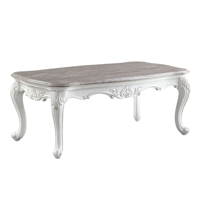 Ciddrenar - Coffee Table - Marble Top & White Finish