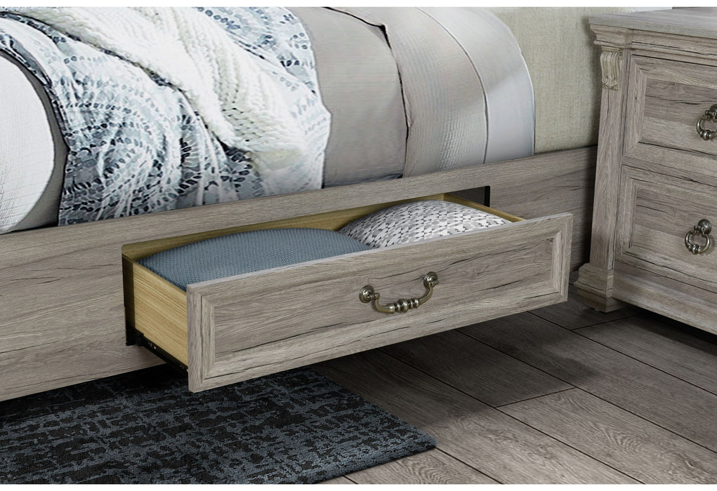 Rowan - Queen Bed With Storage - Natural / White