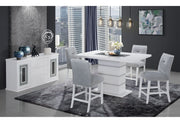 Monaco - 5 Piece Dining Room Set (Rectangular Bar Table & Four Bar Stools) - Light Gray / White