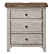 Farmhouse Reimagined - 3 Drawer Nightstand With Charging Station - White