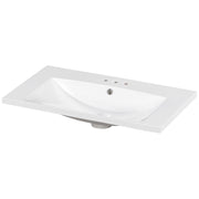 Single Bathroom Basin Sink, Vanity Top Only With 3 Faucet Holes