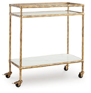Plattfield - Bar Cart - Antique Gold Finish