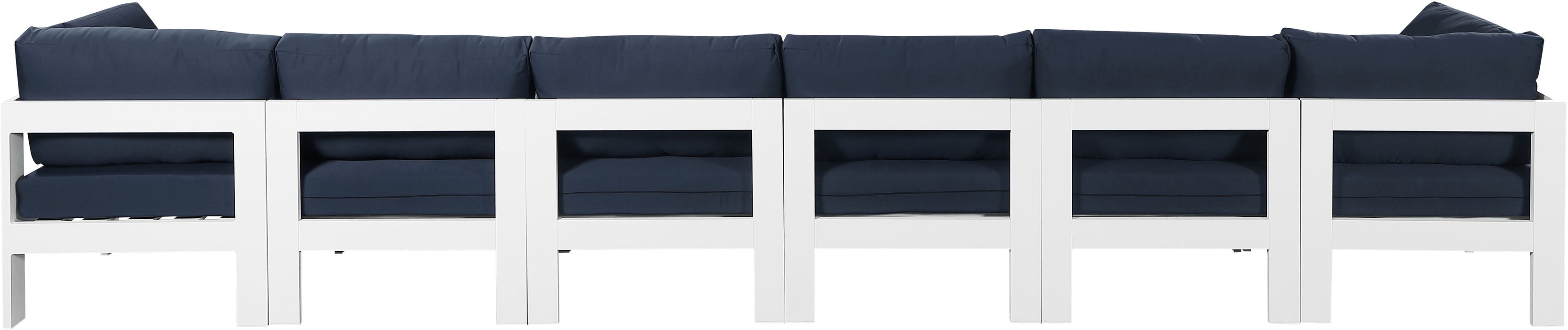 Nizuc - Outdoor Patio 6 Seat Modular Sofa With White Frame