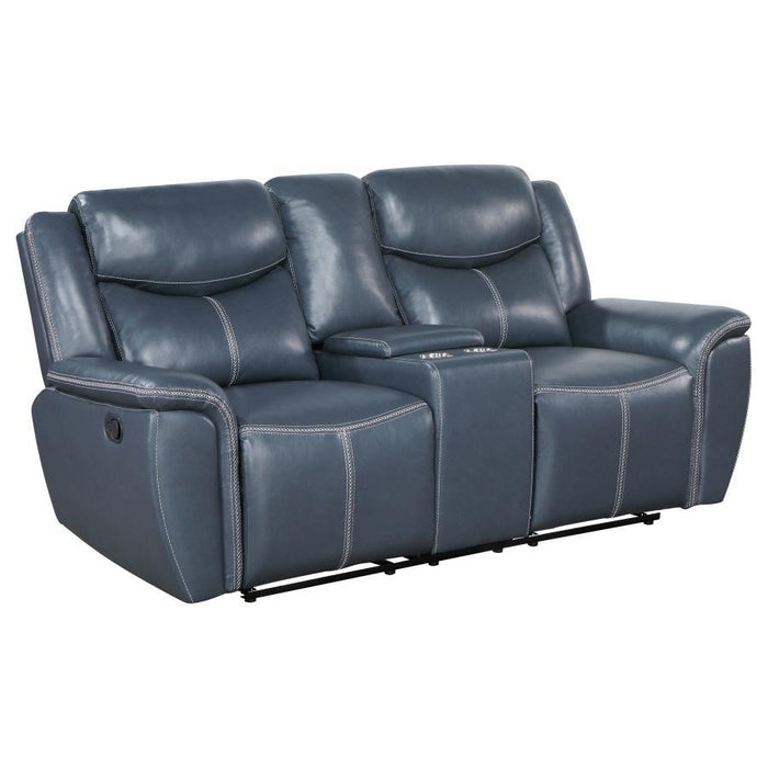 Sloane - Upholstered Padded Arm Reclining Loveseat - Blue