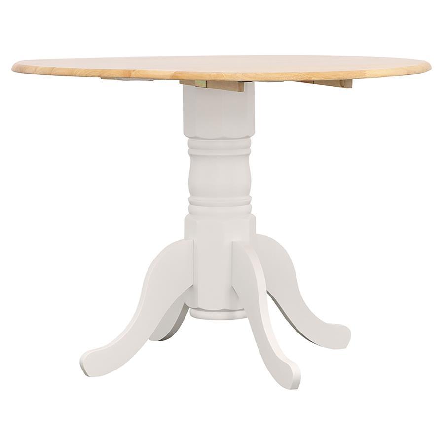 Allison - 5 Piece Round Drop Leaf Dining Table Set - White