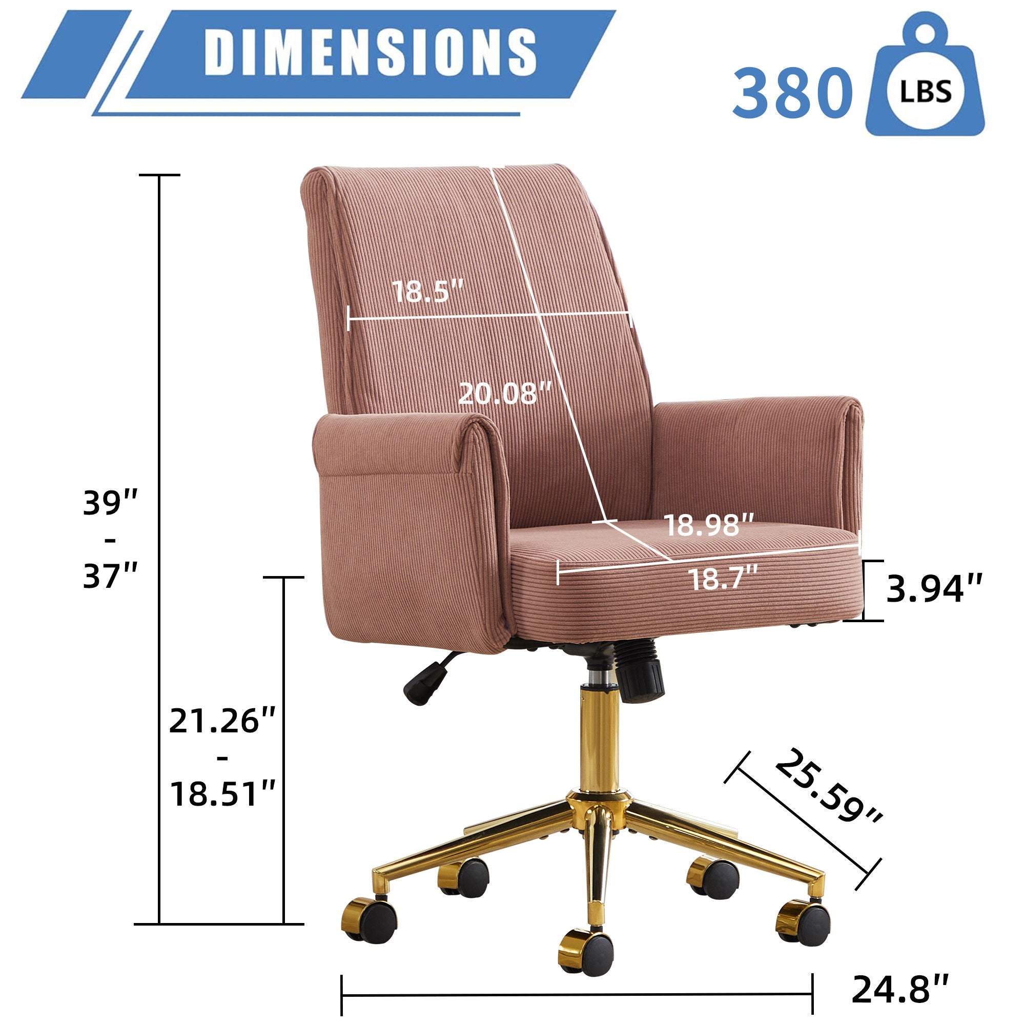 Office Swivel Chair - Light Pink
