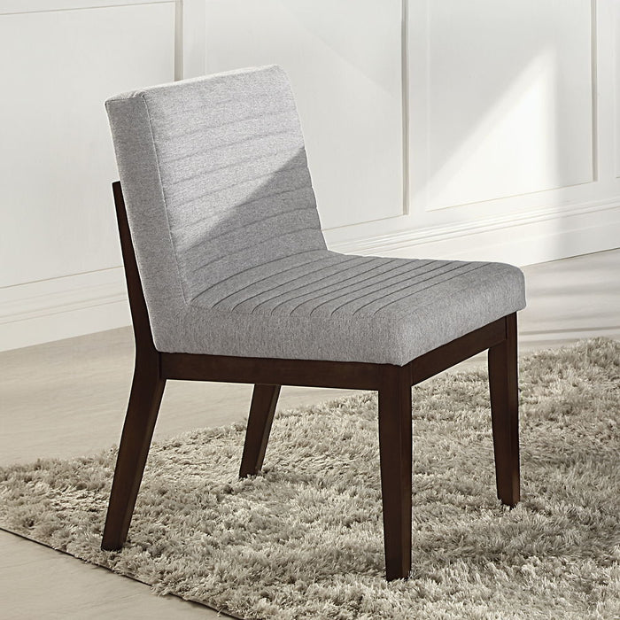 Edwyn - Side Chair (Set of 2) - Gray Fabric & Brown Finish