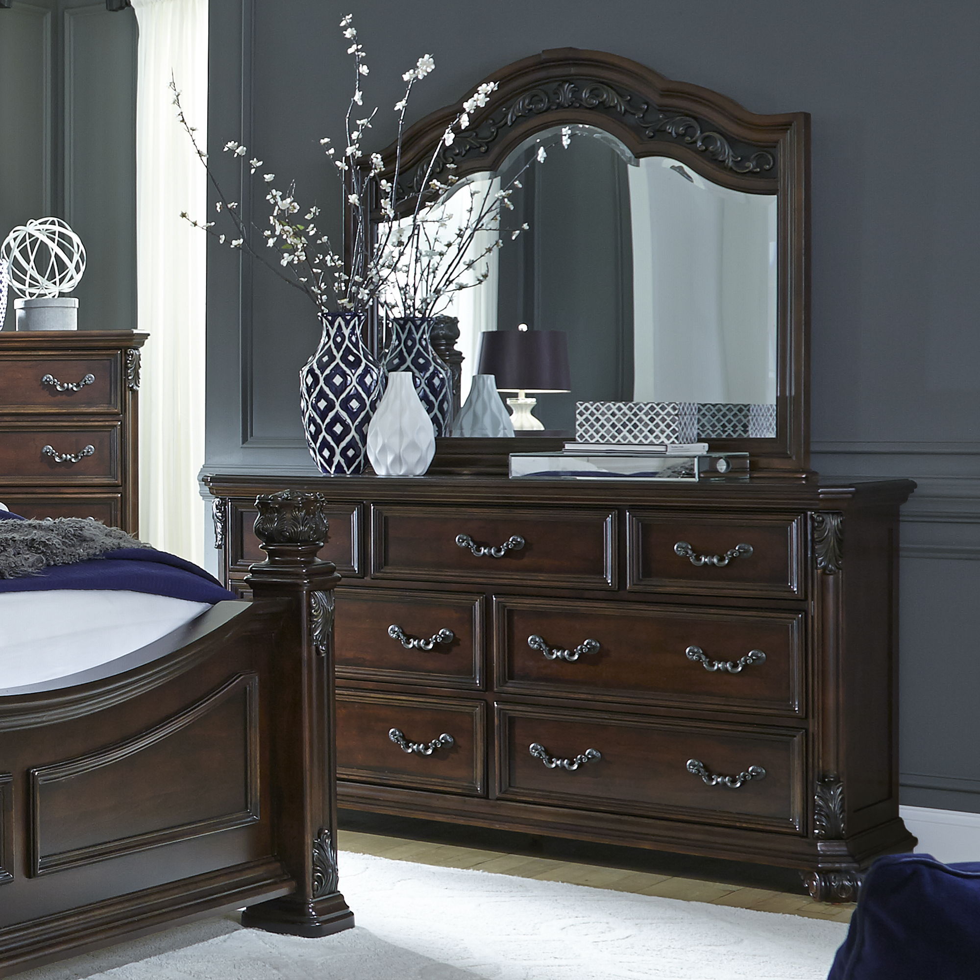 Messina Estates - Dresser & Mirror - Dark Brown