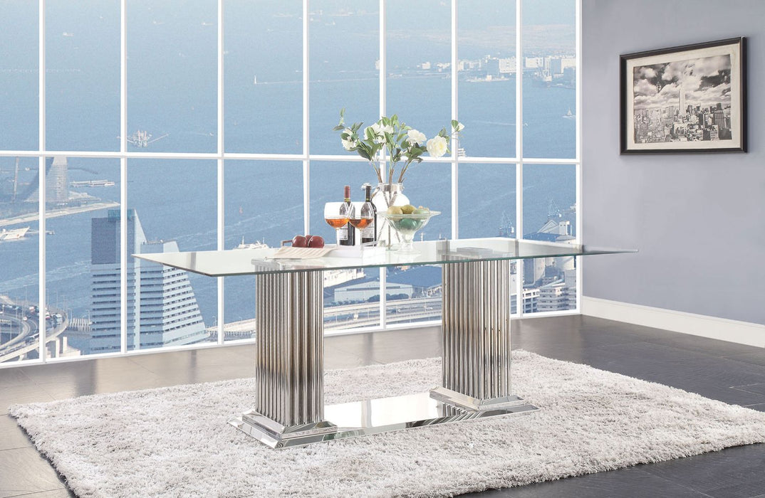 Cyrene - Dining Table - Stainless Steel & Clear Glass