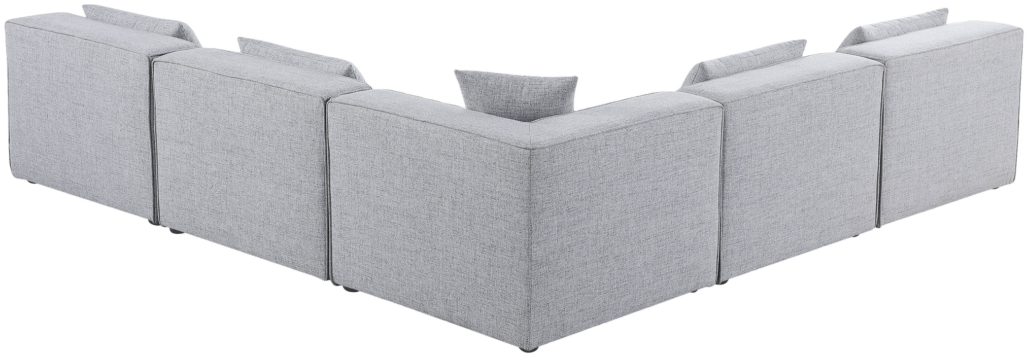 Cube - Modular Sectional 5 Piece - Gray - Fabric - Modern & Contemporary