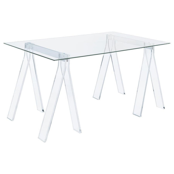 Amaturo - Glass Top Acrylic Writing Desk - Clear