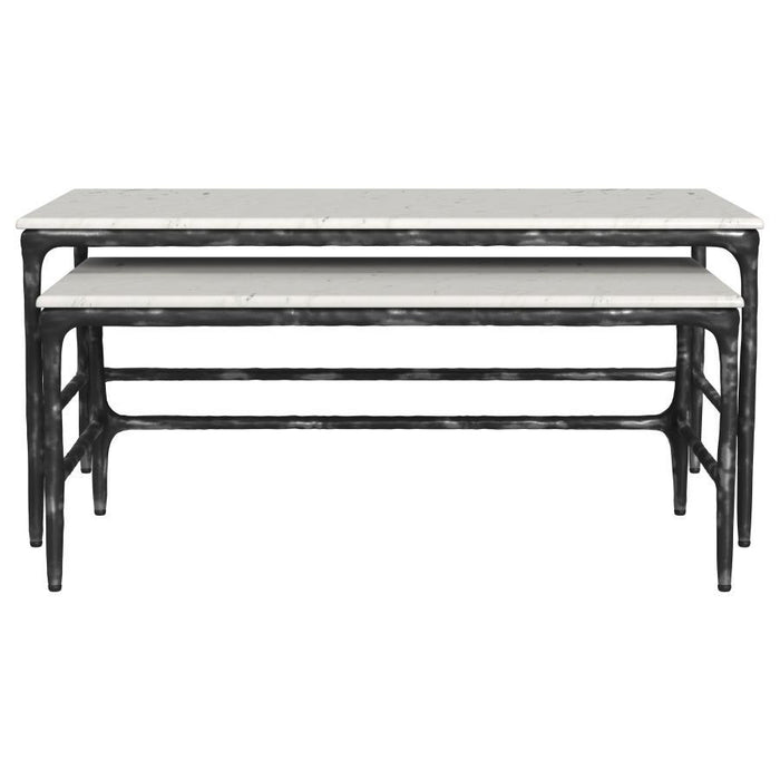 Ebby - 2-Piece Genuine Marble Top Nesting Coffee Tables - White