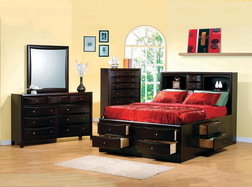 Phoenix 10-drawer Queen Bed Deep Cappuccino - iDEAL Furniture (Danbury, CT)