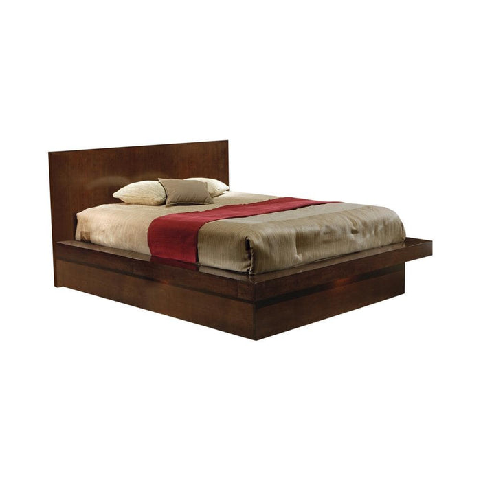 Jessica Queen Platform Bed with Rail Seating Cappuccino - iDEAL Furniture (Danbury, CT)