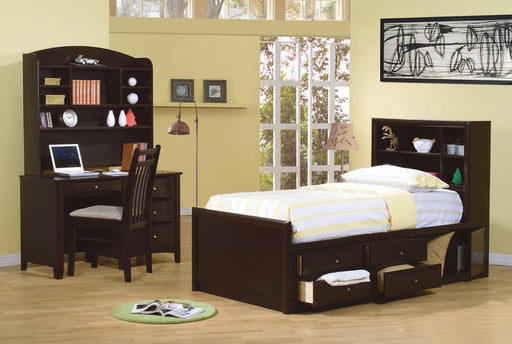 Phoenix Twin Bookcase Bed with Underbed Storage Cappuccino - iDEAL Furniture (Danbury, CT)