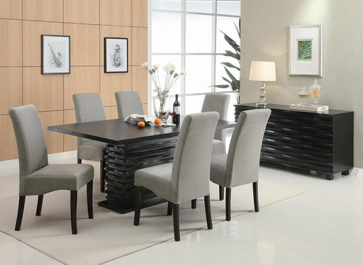 Stanton Rectangle Pedestal Dining Table Black - iDEAL Furniture (Danbury, CT)