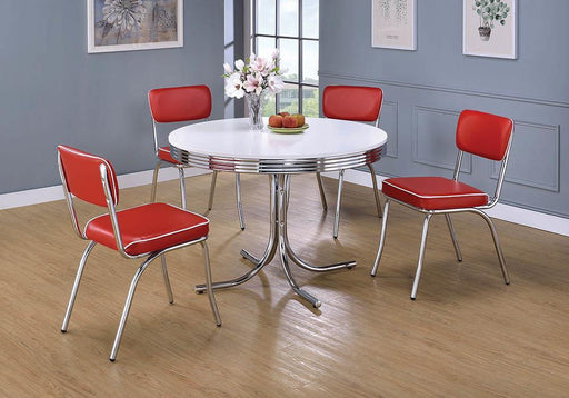 Retro Open Back Side Chairs Red and Chrome (Set of 2) - iDEAL Furniture (Danbury, CT)