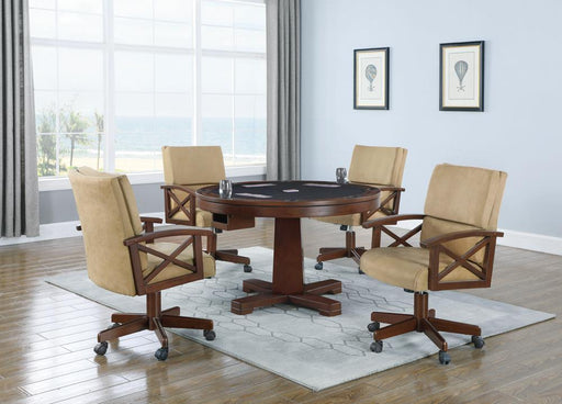 Marietta Round Wooden Game Table Tobacco - iDEAL Furniture (Danbury, CT)