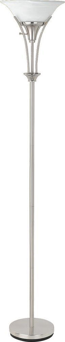 Archie Floor Lamp with Frosted Ribbed Shade Brushed Steel - iDEAL Furniture (Danbury, CT)