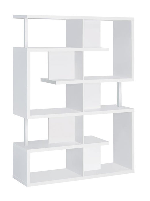 Hoover 5-tier Bookcase White and Chrome - iDEAL Furniture (Danbury, CT)