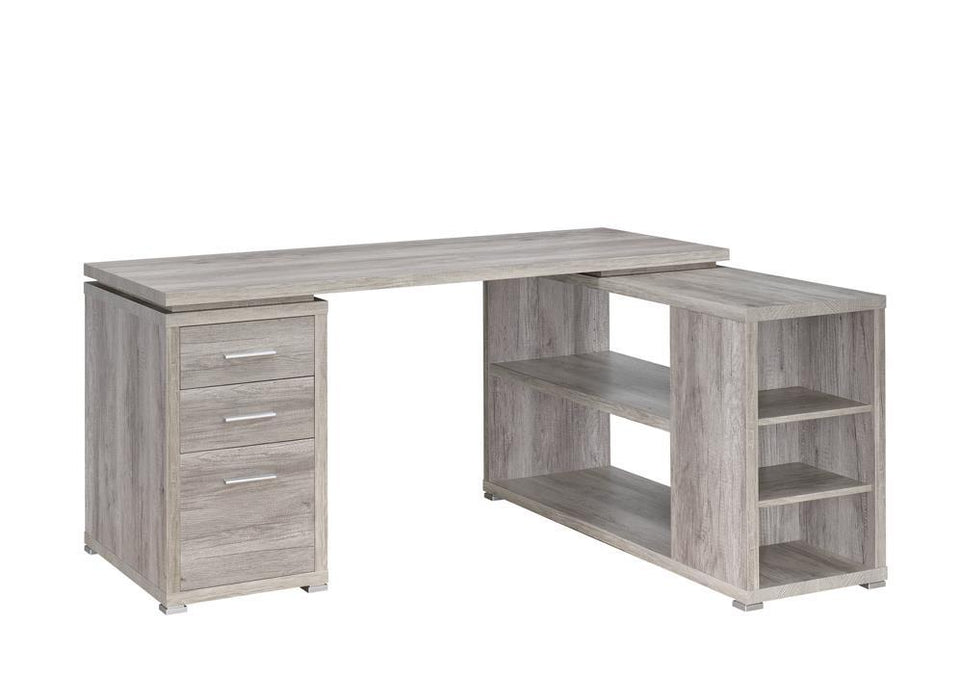 Yvette L-shape Office Desk Grey Driftwood - iDEAL Furniture (Danbury, CT)