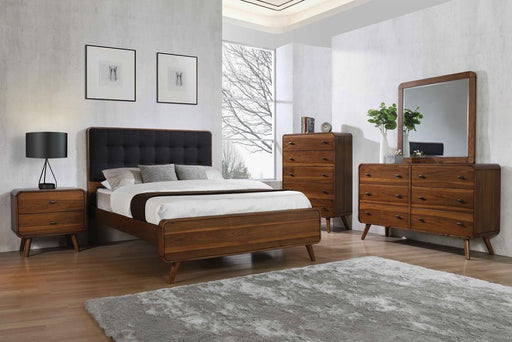 Robyn Queen Bed with Upholstered Headboard Dark Walnut - iDEAL Furniture (Danbury, CT)