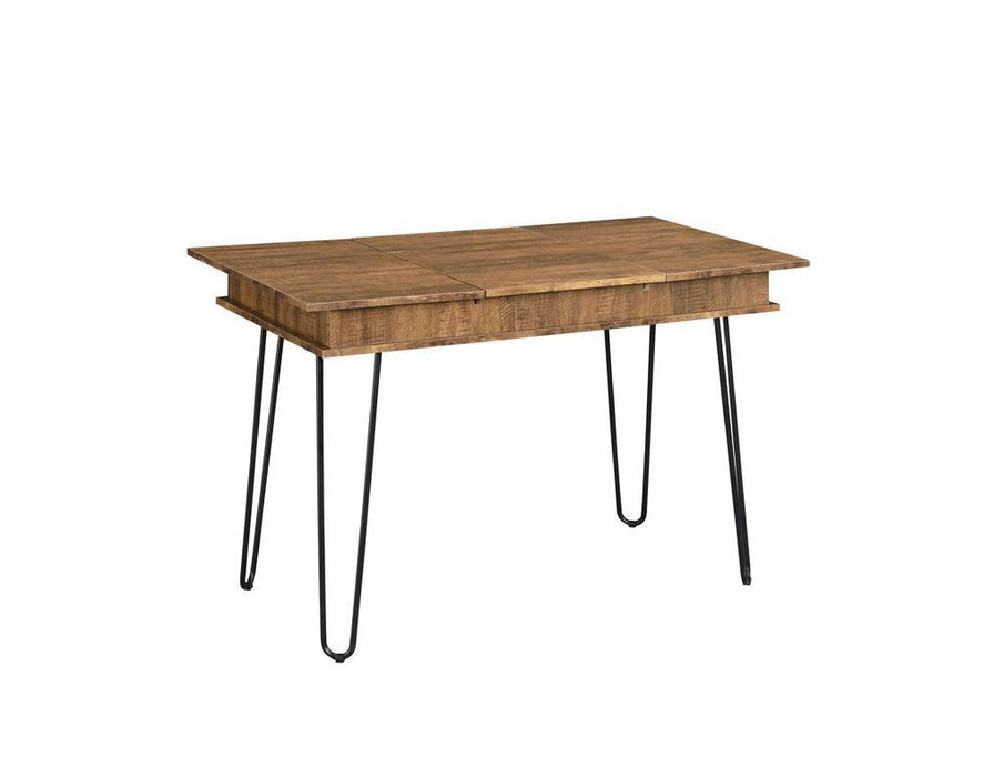 Sheeran Writing Desk with 4 Hidden Storages Rustic Amber - iDEAL Furniture (Danbury, CT)