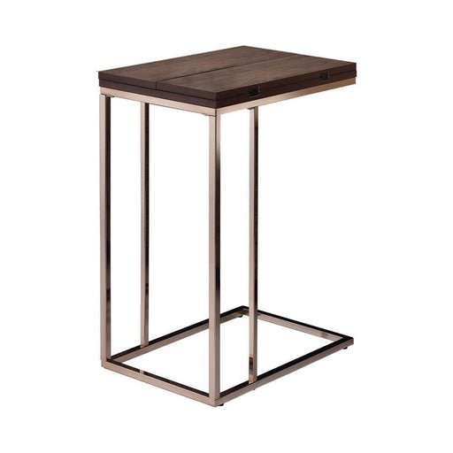 Pedro Expandable Top Accent Table Chestnut and Chrome - iDEAL Furniture (Danbury, CT)