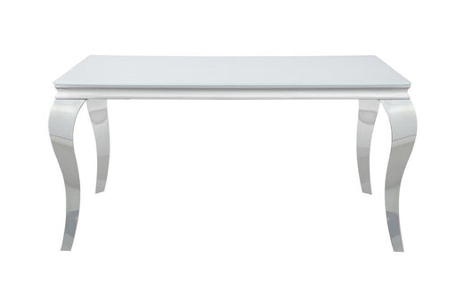 Carone Rectangular Glass Top Dining Table White and Chrome - iDEAL Furniture (Danbury, CT)
