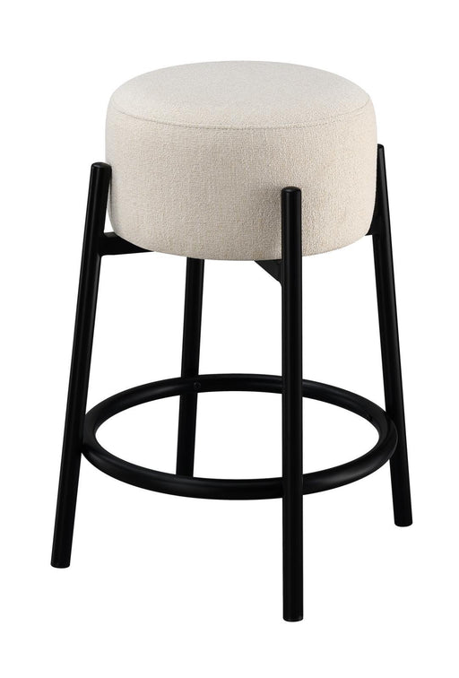 Leonard Upholstered Backless Round Stools White and Black (Set of 2) - iDEAL Furniture (Danbury, CT)