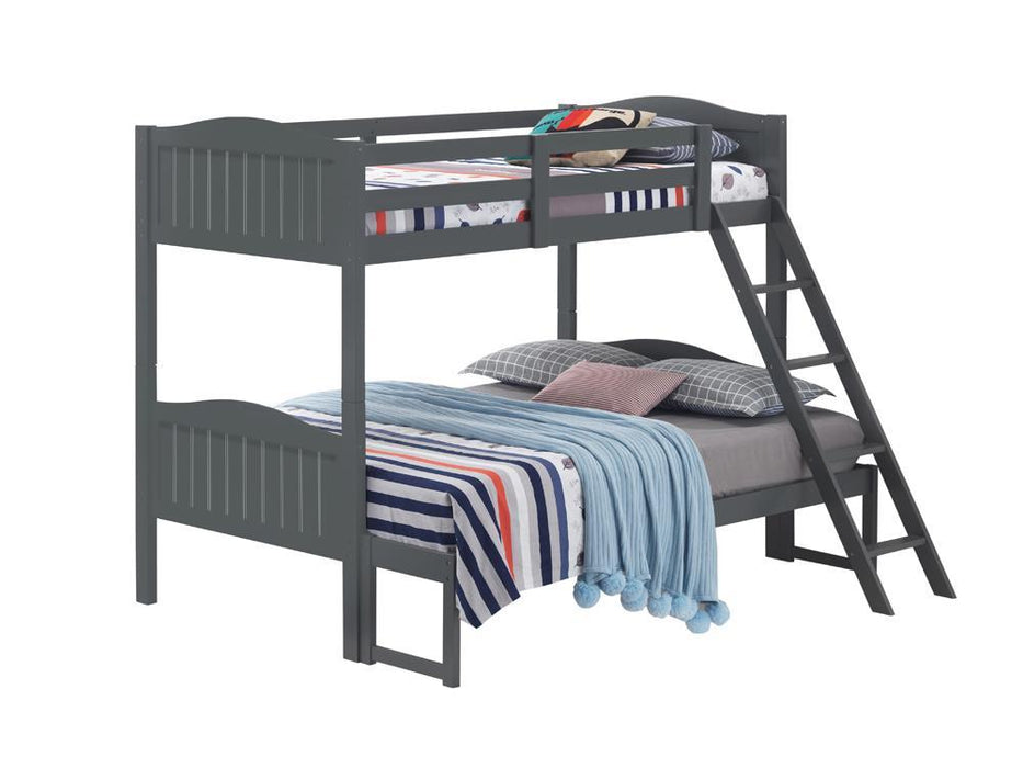 Arlo Twin Over Full Bunk Bed with Ladder Grey